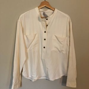 Everlane Collarless Silk Shirt